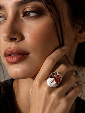 Artisan White Porcelain Face Ring